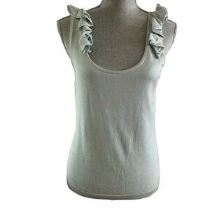 Ralph Lauren ruffle shoulder tank top ribbed silk blend sleeveless tank top Sz S